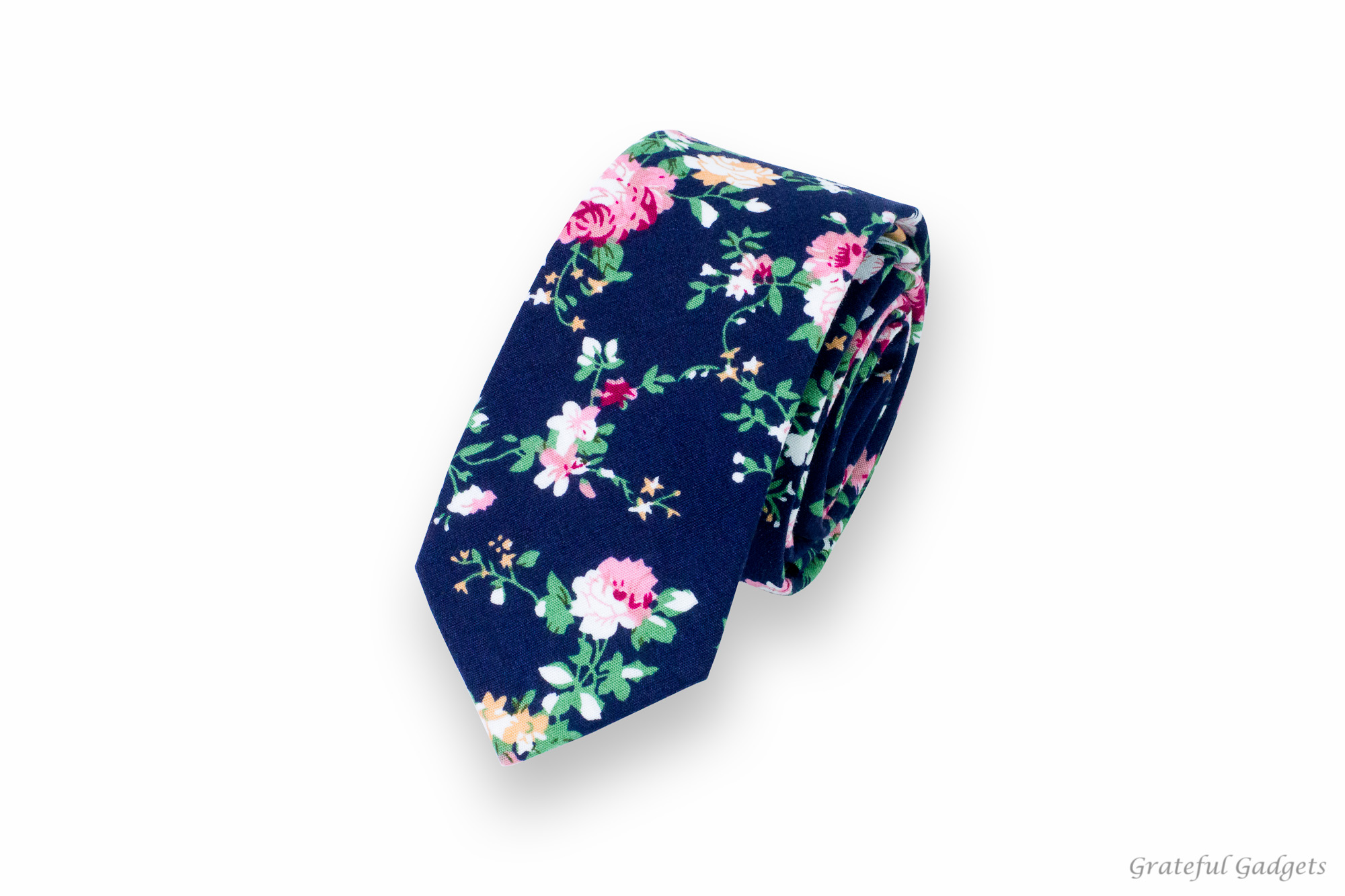 Navy Blue Floral Tie - Grateful Gadgets